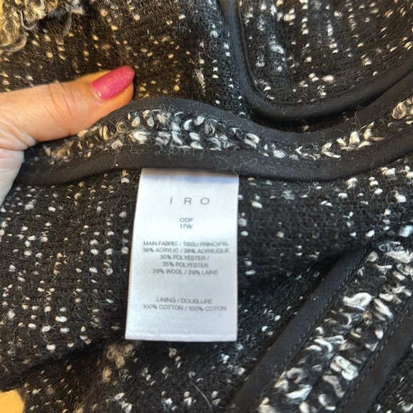On Trend IRO Cof Black and White Open Front Tweed Jacket- Size 38 - Picture 10 of 11